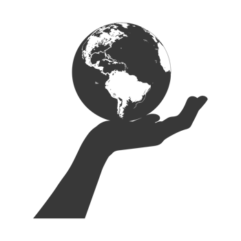 AI generated Silhouette hand holding earth black color only earth day celebration png