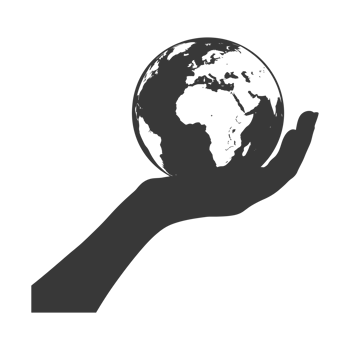 AI generated Silhouette hand holding earth black color only earth day celebration png