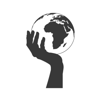 AI generated Silhouette hand holding earth black color only earth day celebration png