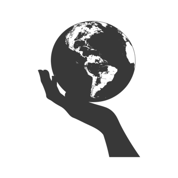 AI generated Silhouette hand holding earth black color only earth day celebration png
