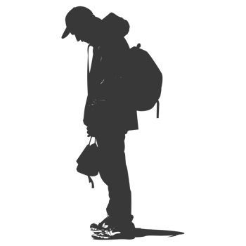 AI generated Silhouette homeless black color only full body png