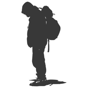 AI generated Silhouette homeless black color only full body png