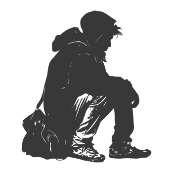 AI generated Silhouette homeless black color only full body png