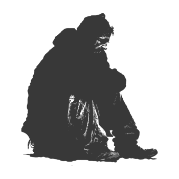 AI generated Silhouette homeless black color only full body png
