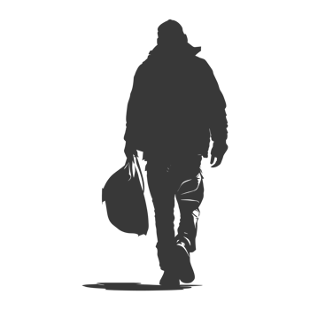 AI generated Silhouette homeless black color only full body png