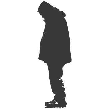 AI generated Silhouette homeless black color only full body png
