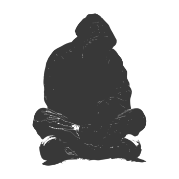 AI generated Silhouette homeless black color only full body png