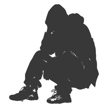 AI generated Silhouette homeless black color only full body png