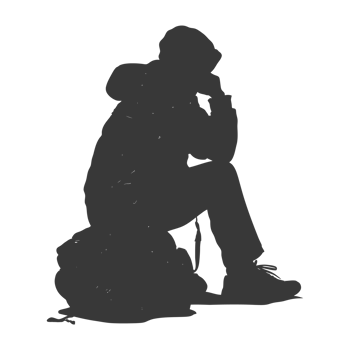 AI generated Silhouette homeless black color only full body png