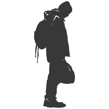 AI generated Silhouette homeless black color only full body png