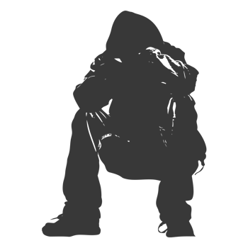 AI generated Silhouette homeless black color only full body png