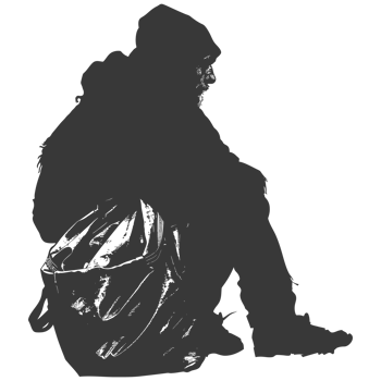 AI generated Silhouette homeless black color only full body png
