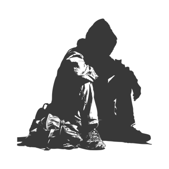 AI generated Silhouette homeless black color only full body png