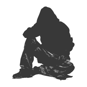 AI generated Silhouette homeless black color only full body png