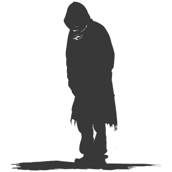 AI generated Silhouette homeless black color only full body png