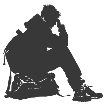 AI generated Silhouette homeless black color only full body png