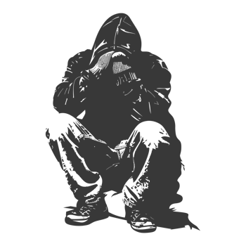 AI generated Silhouette homeless black color only full body png