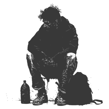 AI generated Silhouette homeless black color only full body png