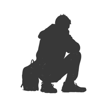 AI generated Silhouette homeless black color only full body png