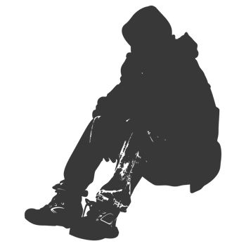 AI generated Silhouette homeless black color only full body png