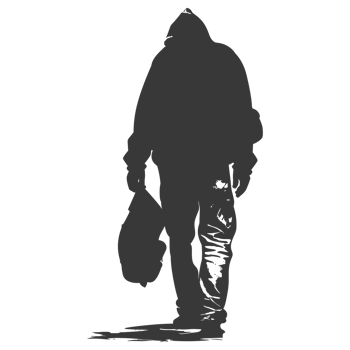 AI generated Silhouette homeless black color only full body png