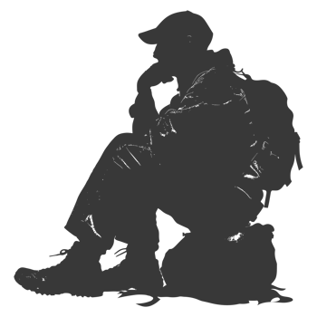AI generated Silhouette homeless black color only full body png