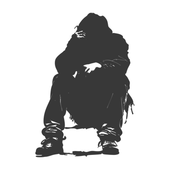 AI generated Silhouette homeless black color only full body png