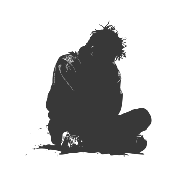 AI generated Silhouette homeless black color only full body png