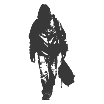 AI generated Silhouette homeless black color only full body png