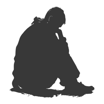 AI generated Silhouette homeless black color only full body png