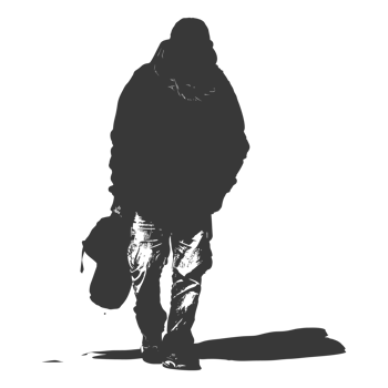 AI generated Silhouette homeless black color only full body png