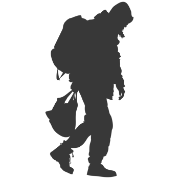AI generated Silhouette homeless black color only full body png