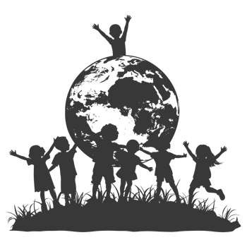 AI generated Silhouette illustration for celebrating international earth day black color only png