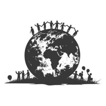 AI generated Silhouette illustration for celebrating international earth day black color only png
