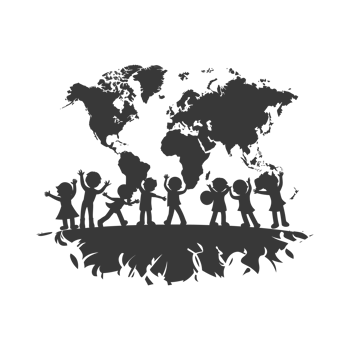 AI generated Silhouette illustration for celebrating international earth day black color only png