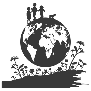 AI generated Silhouette illustration for celebrating international earth day black color only png