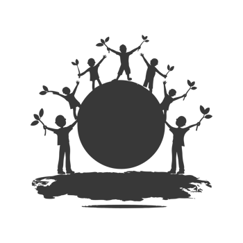 AI generated Silhouette illustration for celebrating international earth day black color only png