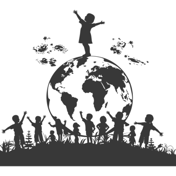 AI generated Silhouette illustration for celebrating international earth day black color only png