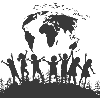 AI generated Silhouette illustration for celebrating international earth day black color only png