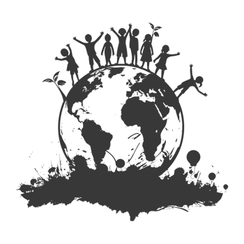 AI generated Silhouette illustration for celebrating international earth day black color only png