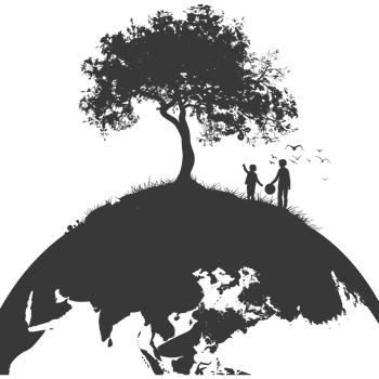 AI generated Silhouette illustration for celebrating international earth day black color only png