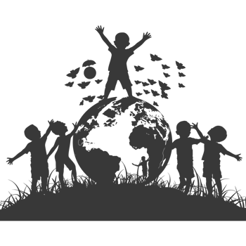 AI generated Silhouette illustration for celebrating international earth day black color only png