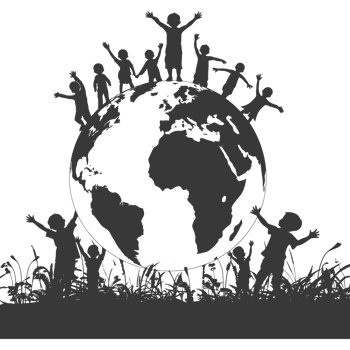 AI generated Silhouette illustration for celebrating international earth day black color only png