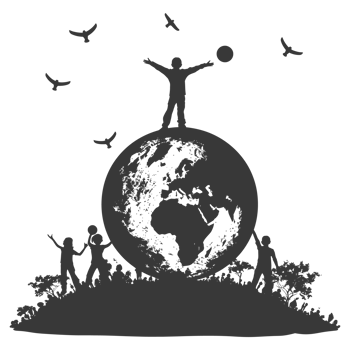 AI generated Silhouette illustration for celebrating international earth day black color only png
