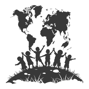 AI generated Silhouette illustration for celebrating international earth day black color only png