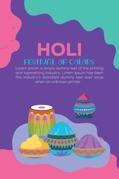 Happy Holi colorful banner template indian hinduism festival celebration, social media poster design and horizontal banner template for holi festival celebration vector