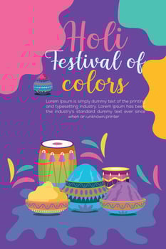 Happy Holi colorful banner template indian hinduism festival celebration, social media poster design and horizontal banner template for holi festival celebration vector