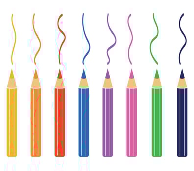 Set of colored pencils, drawing set, creativity, vector illustration, pencils clipart