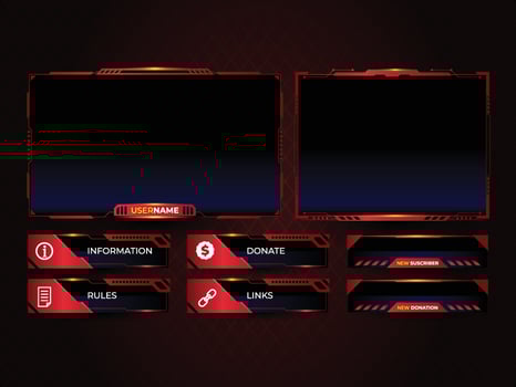 Streaming panel overlay design template vector