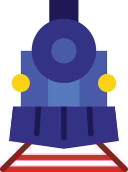 a blue train with yellow and red stripes vector